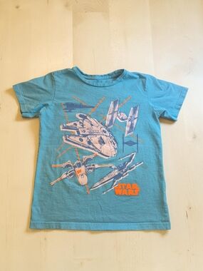 Disney Star Wars Blue Short Sleeve Tee with Orange Graphic